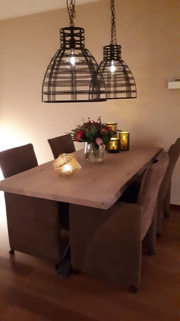 Z.g.a.n. Boomstamtafel | Eiken eettafel | 4 eetkamer stoelen, Huis en Inrichting, Tafels | Eettafels, Zo goed als nieuw, 50 tot 100 cm