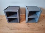 Nachtkastjes grijs stof licht en donker grijs kastje, Huis en Inrichting, Ophalen, Overige materialen, Gebruikt, Minder dan 45 cm