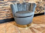 Design grijs goud velvet fauteuil nieuw in doos! Zit stoel !, Ophalen, Nieuw