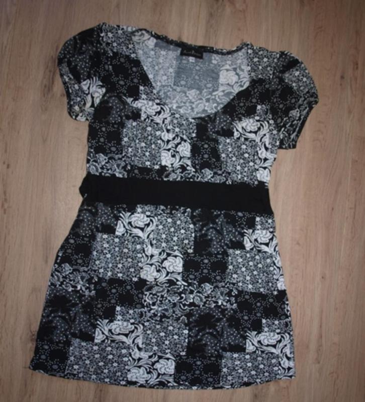 Zwart Witte Tuniek Anne Parker (40), Kleding | Dames, Blouses en Tunieken, Gedragen, Maat 38/40 (M), Zwart, Ophalen of Verzenden