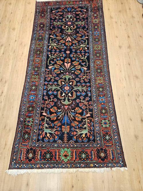Vintage handgeknoopt perzisch tapijt hamadan 304x131, Huis en Inrichting, Stoffering | Tapijten en Kleden, Gebruikt, 100 tot 150 cm
