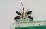 Zilveren Libelle Broche met Zwarte Accenten, Minder dan 4 cm, Ophalen of Verzenden, Zo goed als nieuw, Zilver