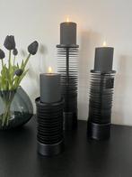 VTW Kandelaar Manta set-3 zwart metaal Nieuw!, 25 tot 50 cm, Zwart, Nieuw, Ophalen of Verzenden