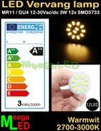 Camper LED MR11 GU4 LEDspot LEDlamp 3W - 12SMD5733 - Warmwit, Ophalen of Verzenden, Nieuw
