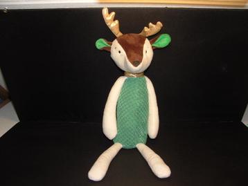 MOOI HERT VELOURS WIT/BRUIN MET GROEN VELOURS  beschikbaar voor biedingen