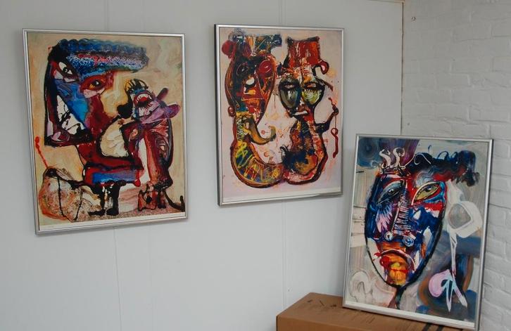 Jan te Wierik zeefdruk schilderijen drie luik., Antiek en Kunst, Kunst | Litho's en Zeefdrukken, Ophalen