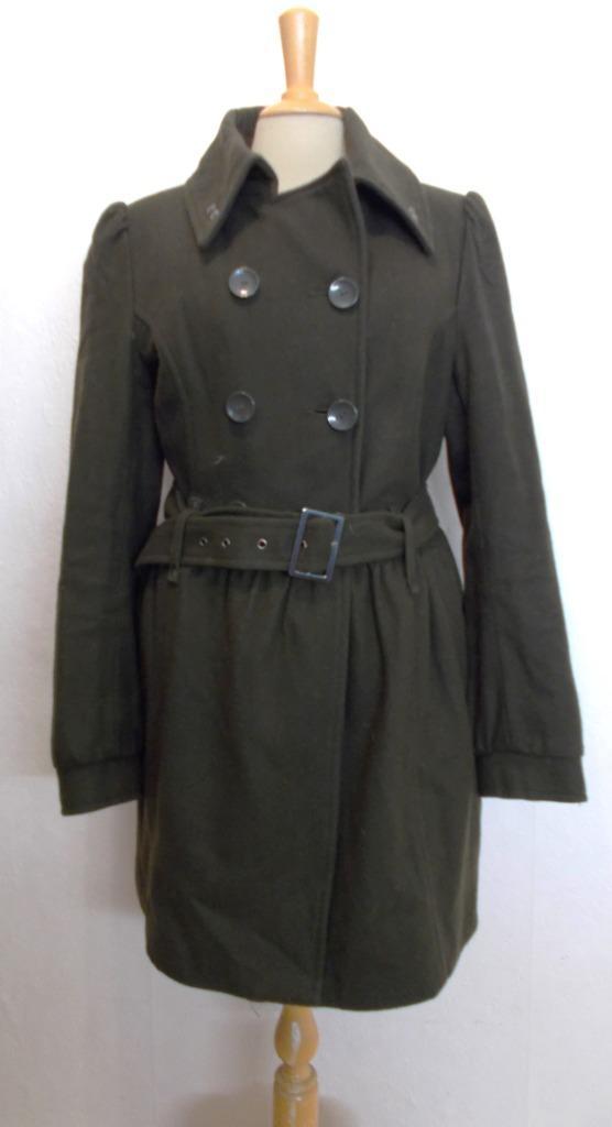 Mooie getailleerde 60% wol legergroene jas/trenchcoat! M, Kleding | Dames, Jassen | Winter, Zo goed als nieuw, Maat 38/40 (M)