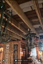 Oude smeedijzeren LAMPEN PLAFONDLAMPEN LANTAARNS, Huis en Inrichting, Ophalen of Verzenden, Zo goed als nieuw, Hout