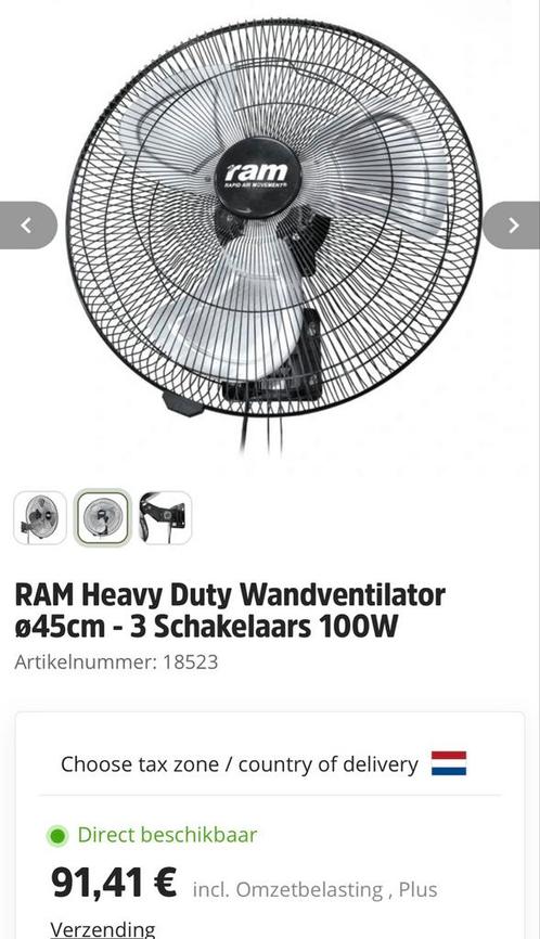 RAM Heavy Duty Wandventilator 45cm - 100W, Witgoed en Apparatuur, Ventilatoren, Nieuw, Overige, Ophalen