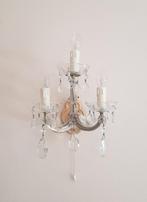 Prachtige kristallen antieke Maria Theresia wandlamp. 3-pits, Ophalen of Verzenden