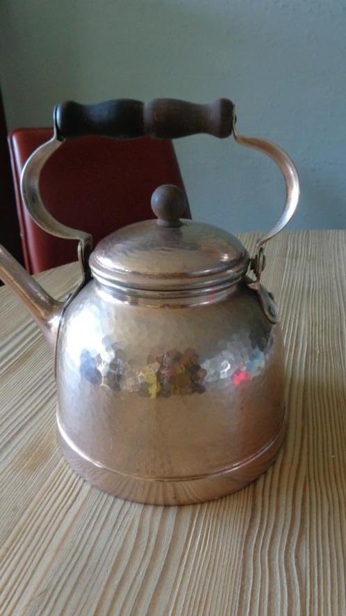 Vintage Italiaanse aluminium waterketel, koperkleur, Antiek en Kunst, Curiosa en Brocante, Ophalen of Verzenden