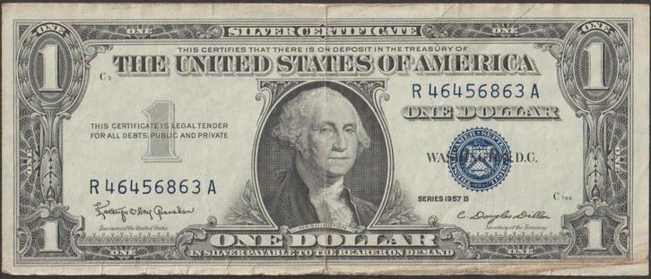 U.S.A. 1 dollar 1957 B gebruikt p.419b (nr 176), Postzegels en Munten, Bankbiljetten | Amerika, Los biljet, Noord-Amerika, Verzenden