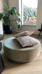 Grote poef beige/groen, 50 tot 100 cm, Rond, Ophalen of Verzenden, Zo goed als nieuw