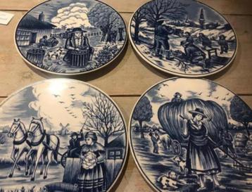 Vier Delfts Blauwe borden - ambachten  (18,5 cm) beschikbaar voor biedingen
