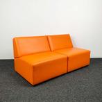 Ahrend Bank Oranje Leer - 80x80 cm, Huis en Inrichting, Fauteuils, Ophalen, Gebruikt, 75 tot 100 cm, Leer