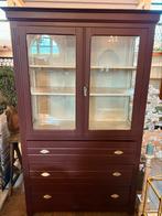 Antieke franse vitrine kast met 3 lades, burgundy, landelijk, Antiek en Kunst, Antiek | Meubels | Kasten, Ophalen