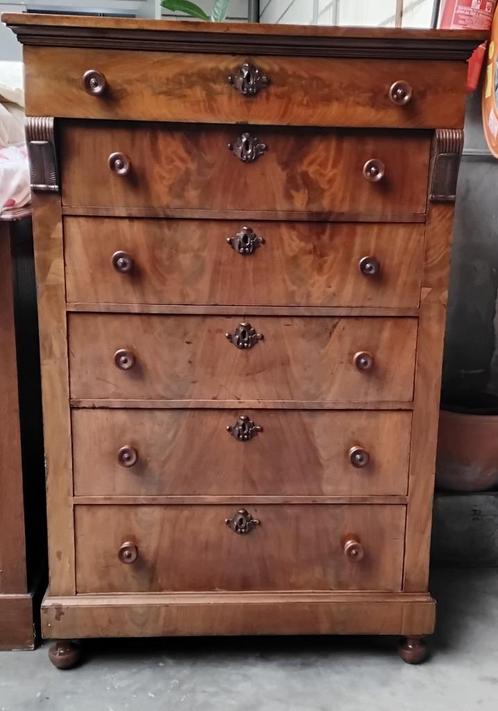 Antiek engelse eikenhouten ladekast met 6 laden, Antiek en Kunst, Antiek | Meubels | Kasten, Ophalen