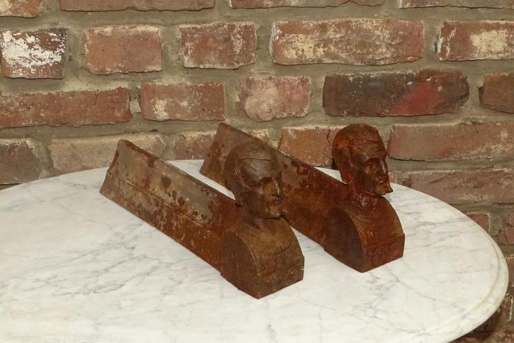 set gietijzeren haardblokken, Antiek en Kunst, Curiosa en Brocante, Ophalen