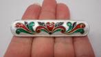 Prachtige zilveren antieke broche met emaillen nr.1631, Sieraden, Tassen en Uiterlijk, Antieke sieraden, Verzenden, Zilver, Broche