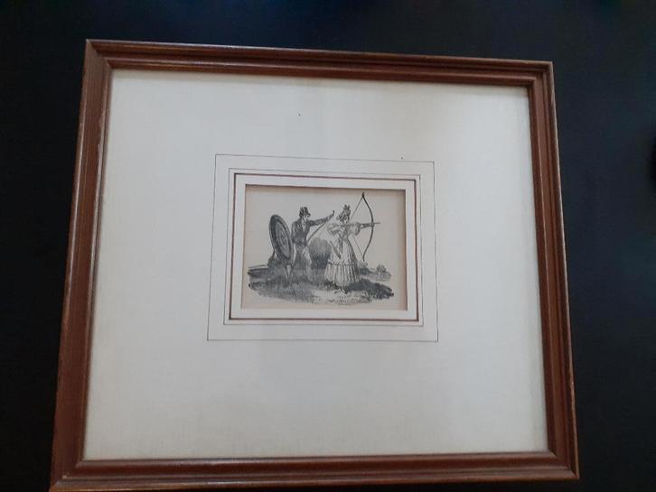 Antieke Engelse houtgravure (1850) *eureka*, Antiek en Kunst, Kunst | Etsen en Gravures, Ophalen of Verzenden