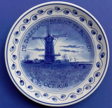 Porceleyne Fles 1918 De Dageraad 18cm (6) Blauw WO-1 beschikbaar voor biedingen
