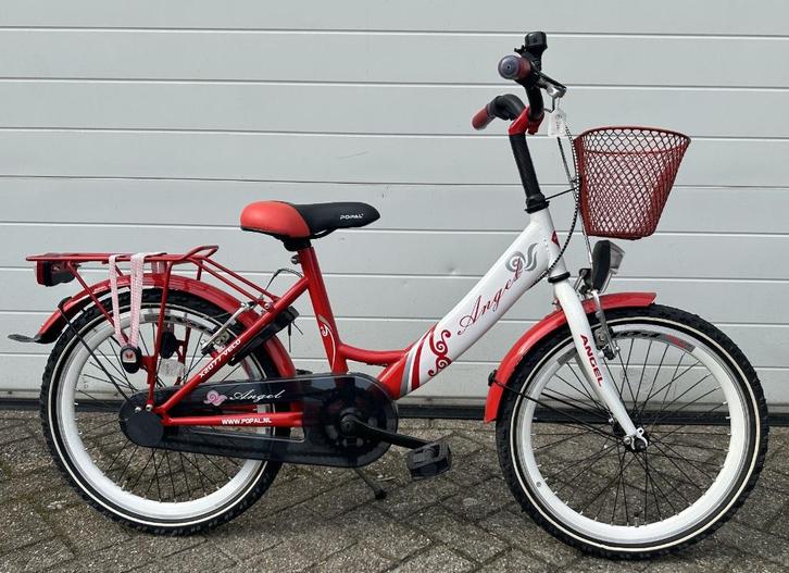 Popal Angel 20 inch meisjesfiets wit/Rood slot - verlichting, Fietsen en Brommers, Fietsen | Meisjes, Nieuw, 20 inch, Handrem
