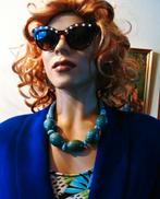 Ketting olijf groen blauw outfit halsketting artistiek, Ophalen of Verzenden, Zo goed als nieuw, Groen, Overige materialen