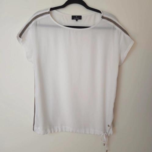 Monari t-shirt top 38 glitter mesh, Kleding | Dames, Tops, Zo goed als nieuw, Maat 38/40 (M), Wit, Korte mouw, Verzenden