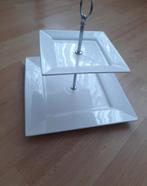 Etage schaal, 2-laags, wit, Ophalen of Verzenden, Effen, Aardewerk, Schaal of Schalen