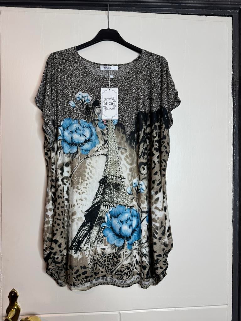 NIEUW! Beige shirtje met Eiffeltoren one size t/m maat 44, Beige, Maat 42/44 (L), Nieuw, Ophalen of Verzenden