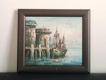 Origineel schilderij van Atikis, olieverf op doek, Grieks beschikbaar voor biedingen