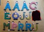 Houten Letters met Figuurtjes, Ophalen of Verzenden, Gebruikt, Knutselen