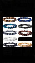 Set van 9x 8mm natuursteen kralenarmbanden | Unisex, Ophalen of Verzenden, Nieuw, Overige kleuren