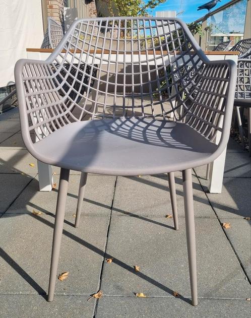 6 taupe buiten/binnen eetkamerstoelen, Tuin en Terras, Tuinstoelen, Gebruikt, Kunststof, Ophalen