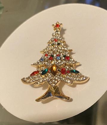 fonkelende broche Kerstbroche Kerstboom veel kristal strass beschikbaar voor biedingen