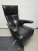 Zwart lederen relax fauteuil xl., Gebruikt, Leer, 75 tot 100 cm, Ophalen