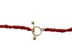 Antiek bloedkoraal collier met gouden kapittelslot, L 49 cm, Sieraden, Tassen en Uiterlijk, Antieke sieraden, Verzenden, Goud