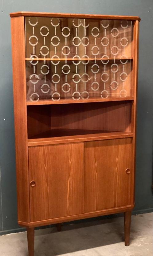 Hoekkast, Deens design, Huis en Inrichting, Kasten | Vitrinekasten, Gebruikt, 100 tot 150 cm, 50 tot 100 cm, 25 tot 50 cm, Teakhout
