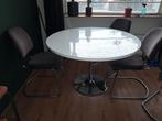 Witte ronde eettafel (Gispen?) met chromen trompetvoet, Huis en Inrichting, Tafels | Eettafels, Ophalen, 50 tot 100 cm, Rond, 50 tot 100 cm