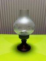 Oude olielamp met glazen bol en tinnen voet, Antiek en Kunst, Ophalen