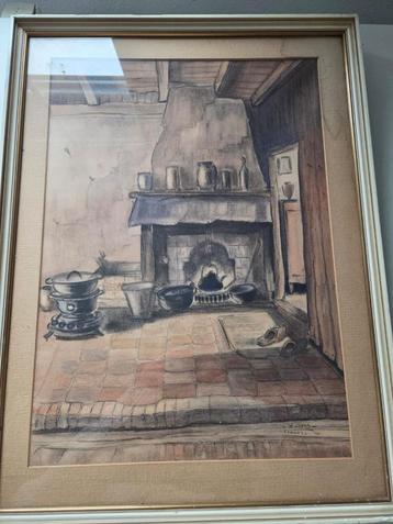 Schilderij Oudhollandse keuken - Ooms beschikbaar voor biedingen
