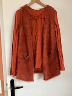 Terracotta teddy lang gilet + terracotta blouse bohemien S, Ophalen of Verzenden, Zo goed als nieuw, Maat 36 (S), Oranje