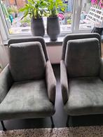 2 groene fauteuils met zwarte poten, Huis en Inrichting, Fauteuils, Ophalen, Minder dan 75 cm, Zo goed als nieuw, Stof