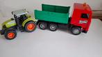 Grote bakwagen van BRÜDER, Grote tractor van CLAAS, Hobby en Vrije tijd, Ophalen of Verzenden, Gebruikt, Tractor of Landbouw, Overige merken