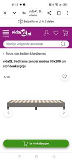 1 persoons bedframe met grijze bekleding. Als nieuw!!, Ophalen, Zo goed als nieuw