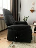 Relax fauteul zwart leer ( electrisch ), Huis en Inrichting, Ophalen, Zo goed als nieuw, 50 tot 75 cm, Leer