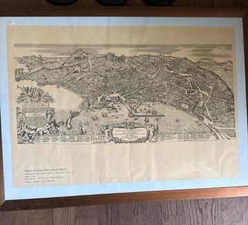 Oude gravure van Napels, 1748, Paolo Petrini, Italië, Kunstw beschikbaar voor biedingen