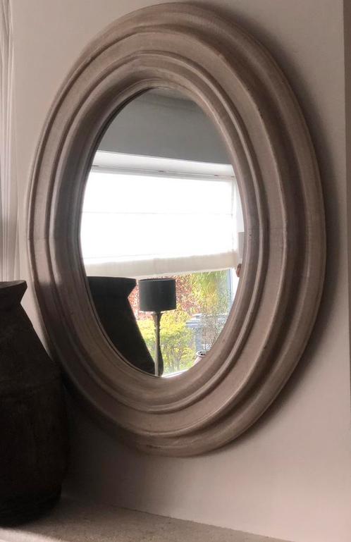 Grote 91 cm robuuste spiegel PTMD ecru ovaal sober landelijk, Huis en Inrichting, Woonaccessoires | Spiegels, Minder dan 100 cm