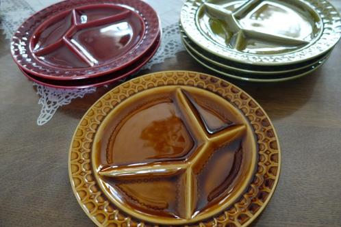 Jaren 70 SARREGUEMINES Franse BARBOTINE majolica fondueborde, Verzamelen, Retro, Huis en Inrichting, Ophalen of Verzenden