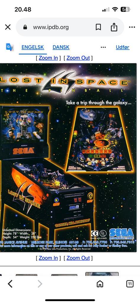 Flipperkast Sega Lost in space, Verzamelen, Automaten | Flipperkasten, Flipperkast, Verzenden